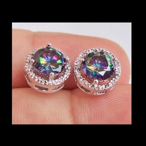 MYSTIC TOPAZ earrings in White Gold Filled setting